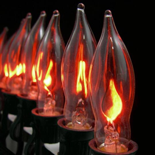 10ct. Flickering Amber Flame C7 Halloween Lights